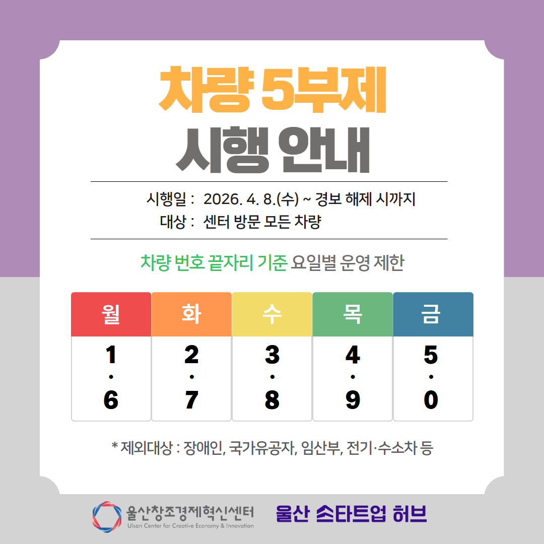 차량 5부제 안내